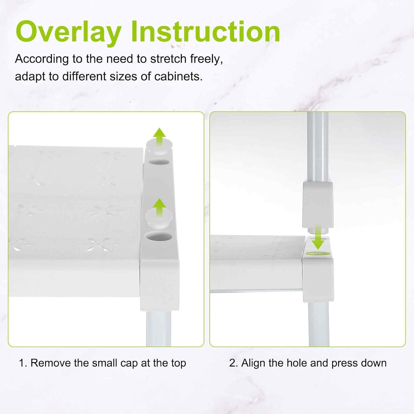 HARFINGTON Expandable Cabinet Tension Shelf 26.38" to 34.65" Adjustable Cabinet Organizer 32" x 9.45" Flower Pattern Table Storage Rack for Wardrobe Cupboard Kitchen Bedroom