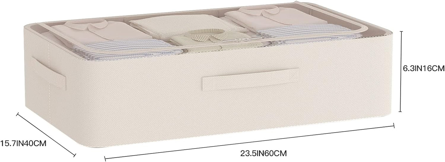 Under Bed Storage Bins Frame Storage Box Oxford Fabric Sturdy Underbed Container Foldable Stackable Large Capacity Clothes Organizer