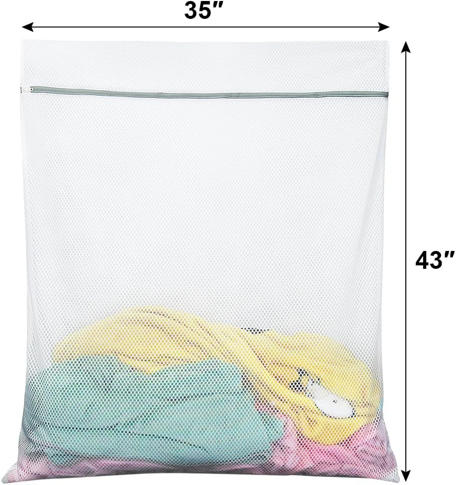 Vivifying Mesh Laundry Bags, 2 Pack XXXL Extra Large Honeycomb Laundry Bags with Zipper for Washing Machine, Coats, Stuffed Toys, Blanket, Sweater, Delicates Clothes