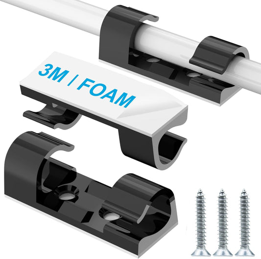 Wire Clips Black (Large, 26PCS), Heavy Duty Extension Cord Clips for Wall, Adhesive Cable Clips Wire Holders for Electric Wires, Powre Cable, PC, Ethernet, TV-Coax, LED Light Clips