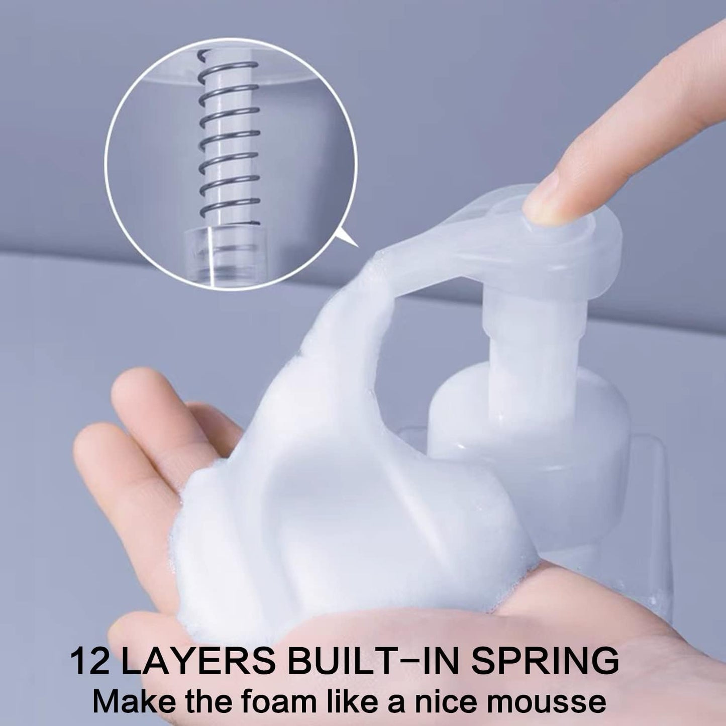 2 PCS-Foaming Soap Dispenser, Hand Soap Dispenser, Refillable Foam Liquid Hand Soap Empty Plastic Pump Bottle Container for Bathroom Vanities, Kitchen Sink, Hospital, Clinic（17 oz ） (Transparent)