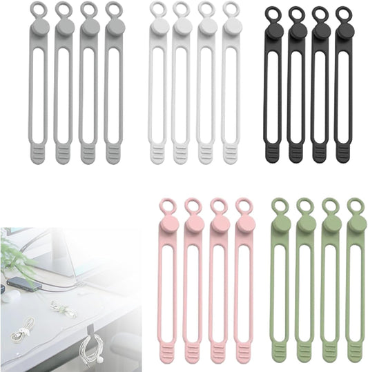 Silicone Cable Ties, 2024 New Data Cable Organizer Silicone Cable Ties Reusable Cable Management Organizer Multipurpose Cable Management for Travel/Portable/Office/Home Desk (Multicolor, 20 Pcs)