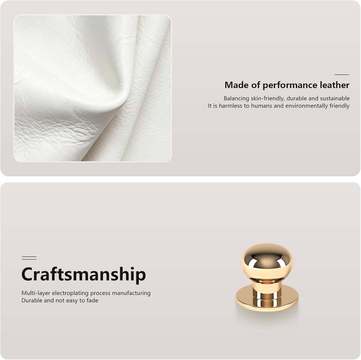 Makeup Organizer Countertop,Leather Makeup Storage with 2 Drawers,Large Capacity Beige White Make up Organizers for Counter,Bedroom,Bathroom,Birthday Gifts for Women