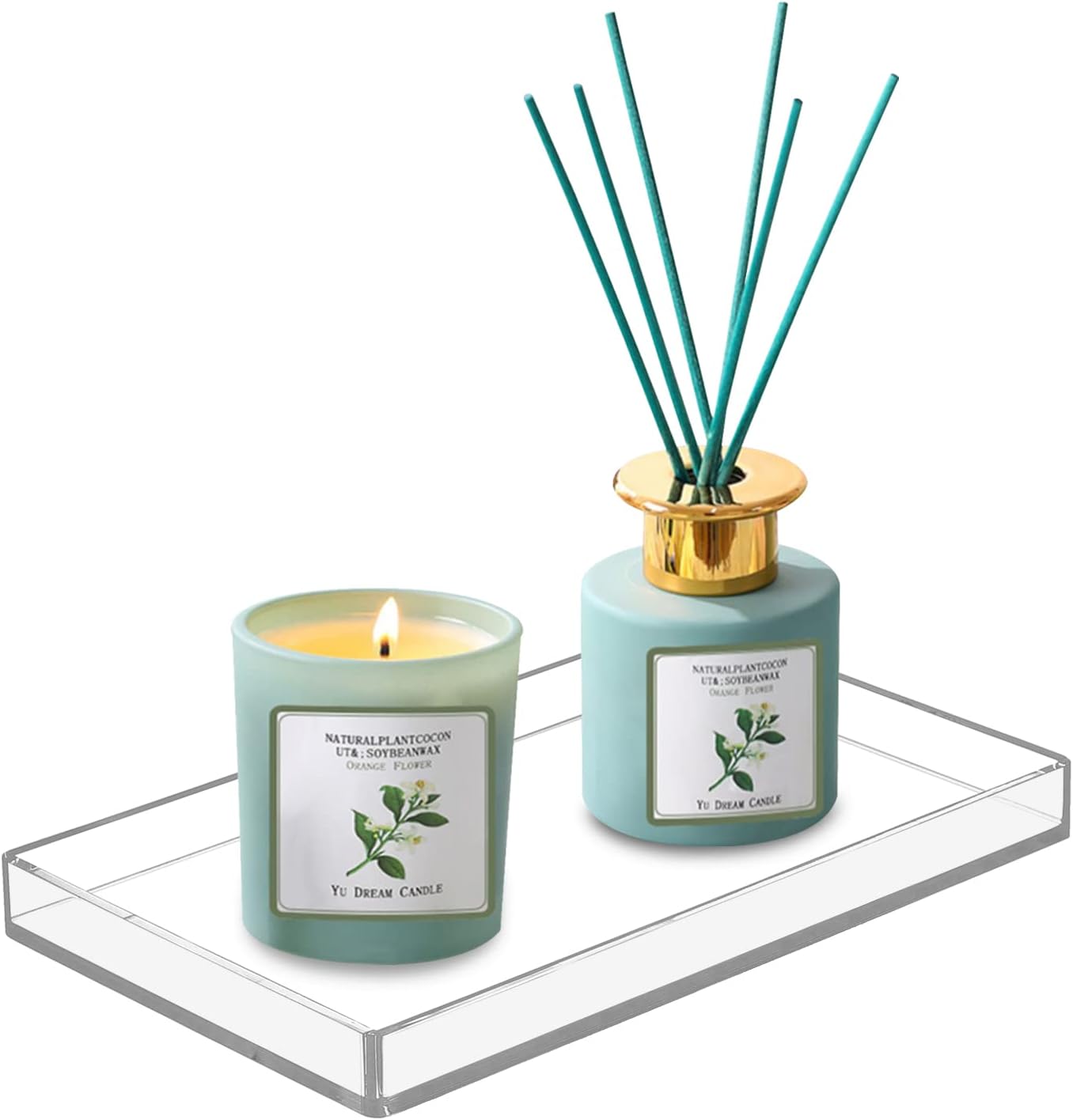 Bigfety Acrylic Bathroom Tray for Counter, Handmade Clear Trays Sturdy Organizer for Cup, Sponge, Soap, Plant (Medium, Clear)