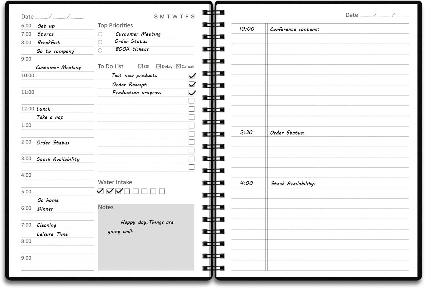 Tiankool Undated Daily Planner,Undated Planner with Hourly Schedules, Top Priorities Items and To Do List, Appointment Book for Time Management, 5.8 × 8.2 Inch