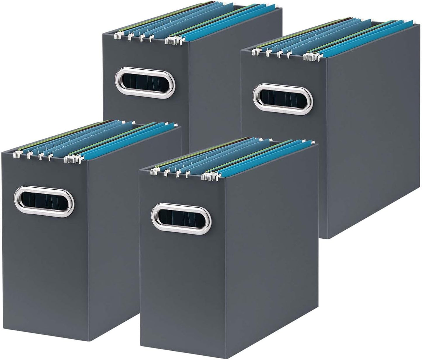 Oterri Cardboard File Organizer Box for Hanging File Folders Letter Size,File Box for Computer Desk,File Cabinet,Working Home,Office,Classroom(Dark Grey, Letter Size - 4 Packs)