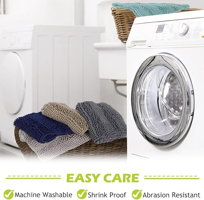 KGORGE Bath Mats for Bathroom - Water Absorbent Chenille Washable Bathroom Kitchen Rugs for Shower Tub Living Room Home Decoration Entryway, Light Gray, 70" W x 24" L, 1 Piece