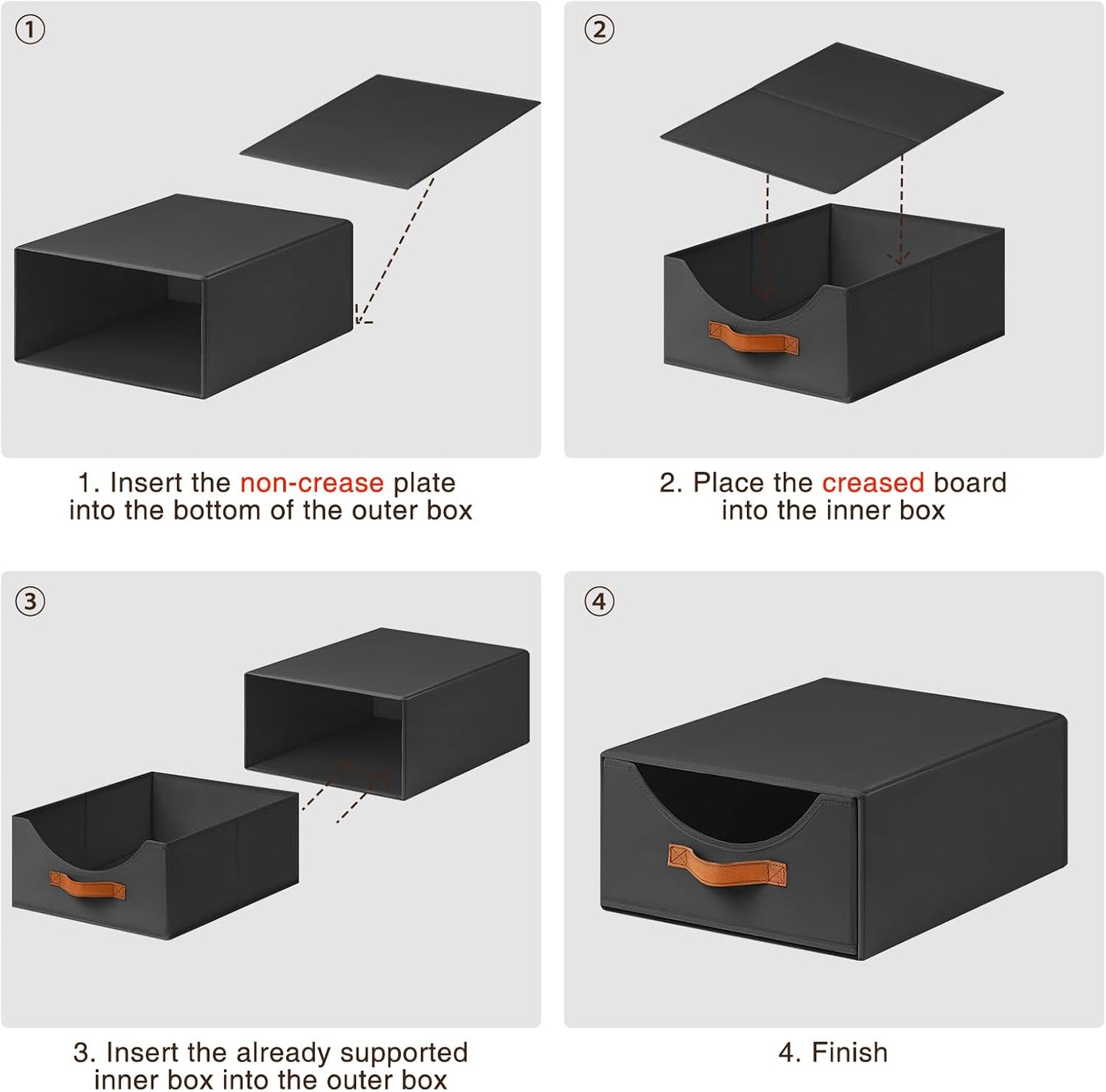 Closet Organizers and Storage - Large Stackable Storage Bins with Drawer, Fabric Bins for Organization, Collapsible Drawer Organizer Clothes for Bedroom, Living Room, 2 Pack, Black