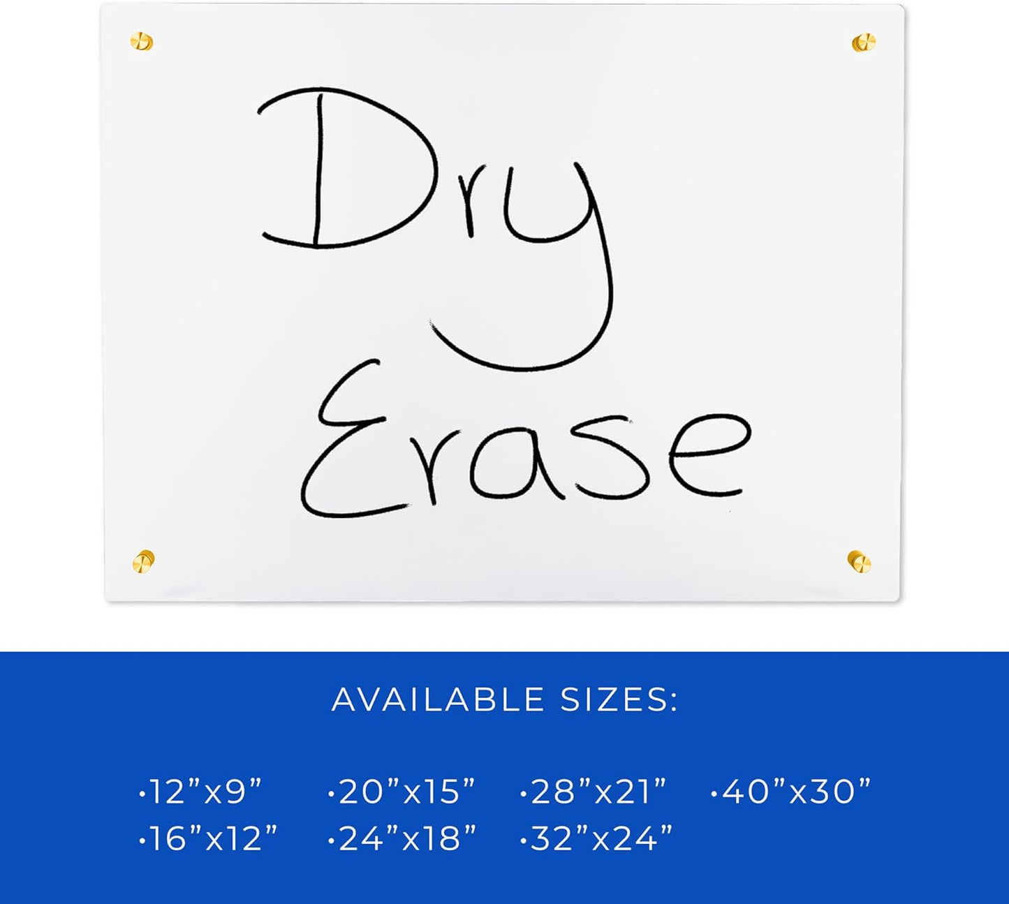 9x12 Dry Erase Board for Wall - with .25 Clear Acrylic and Gold Stand Off Finish - Perfect Whiteboard for Office, Home, Classroom - Durable and Stylish .25 Clear Acrylic Dry Erase Board
