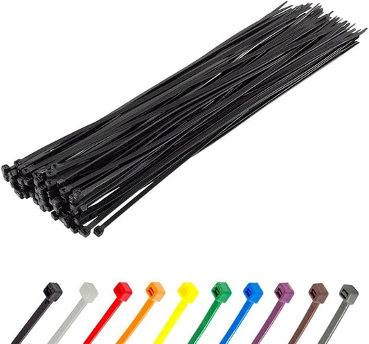 GTSE 14 Inch Black Zip Ties, 100 Pack, 40lb Strength, UV Resistant Long Nylon Cable Ties, Self-Locking 14" Tie Wraps