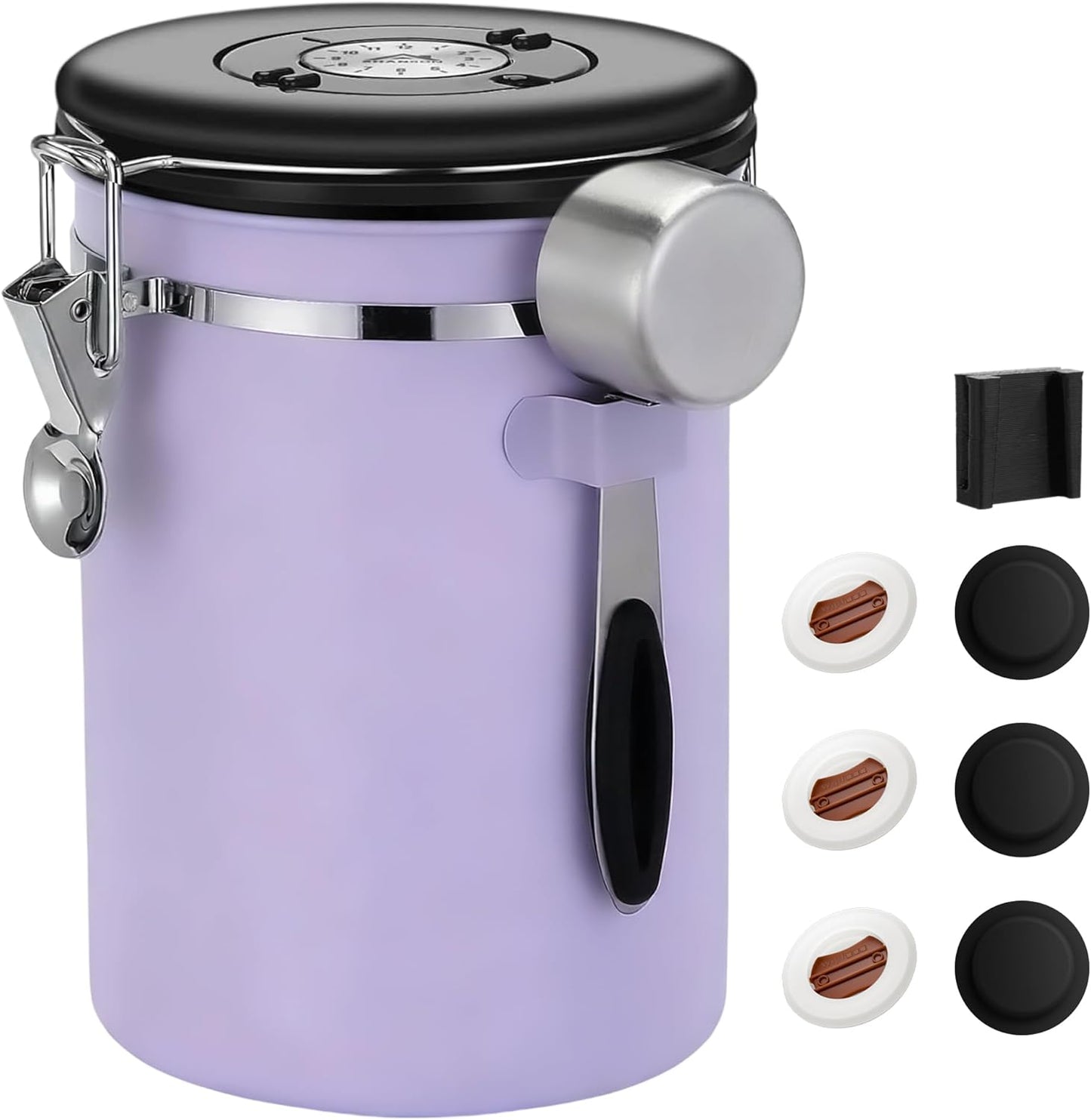 ShanSon Coffee Canister Airtight Coffee Container Stainless Steel Coffee Bean Storage Container with Scoop Coffee Canister for Beans Grounds Sugar Flour Tea Cereal,22OZ, Purple