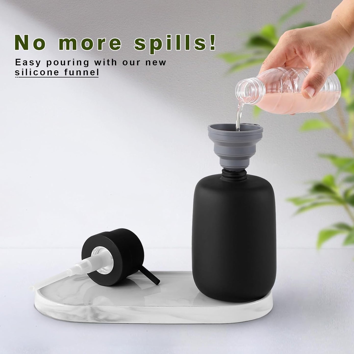 Matte Black Soap Dispenser Bathroom,Ceramic Soap Dispenser Lotion Pump Dish Soap Dispenser for Kitchen,16oz Refillable Liquid Hand Wash Dispenser for Bathroom (Rubber Paint)