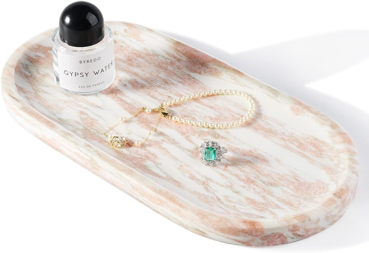 Koville Norway Natural Marble Tray, 12"x6" Vanity Decorative Tray for Countertop Organizer, Catchall for Perfume, Candles, Jewelry Dish