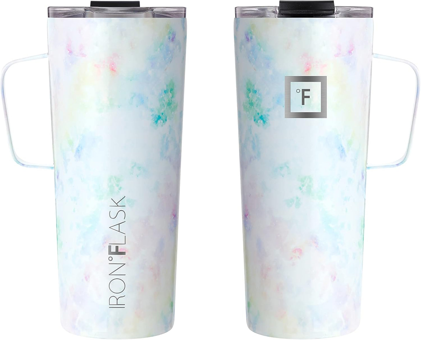 IRON °FLASK Grip Novelty Coffee Mug - Leak Proof, Vacuum Insulated Stainless Steel Bottle, Double Walled, Thermo Travel, Hot Cold, Water Metal Canteen - Pearl, 24 Oz - Classic Bottom