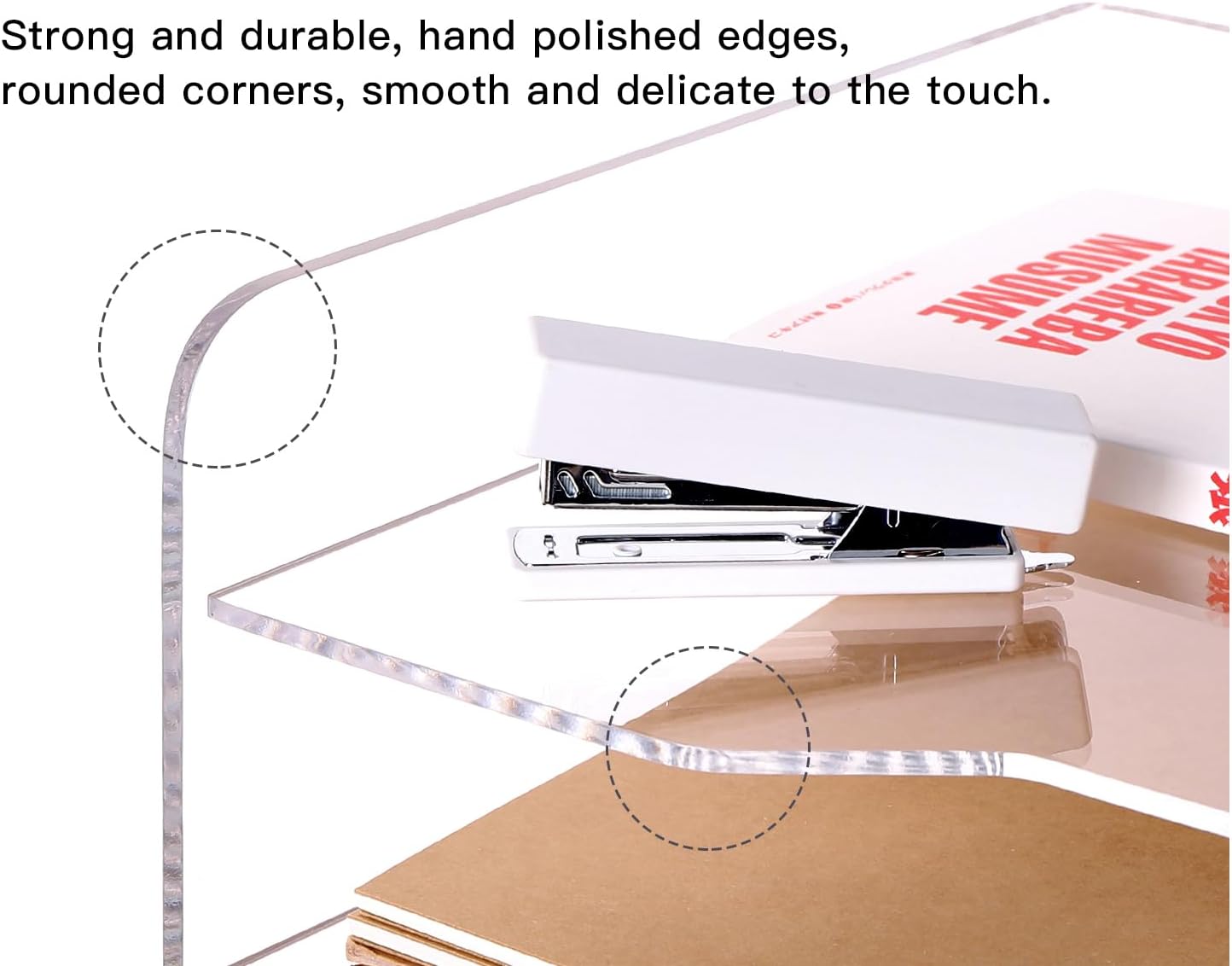 Acrylic Paper Letter Tray Organizer, 5 Tiers, Transparent, Modern, Rectangular, Stackable, Office