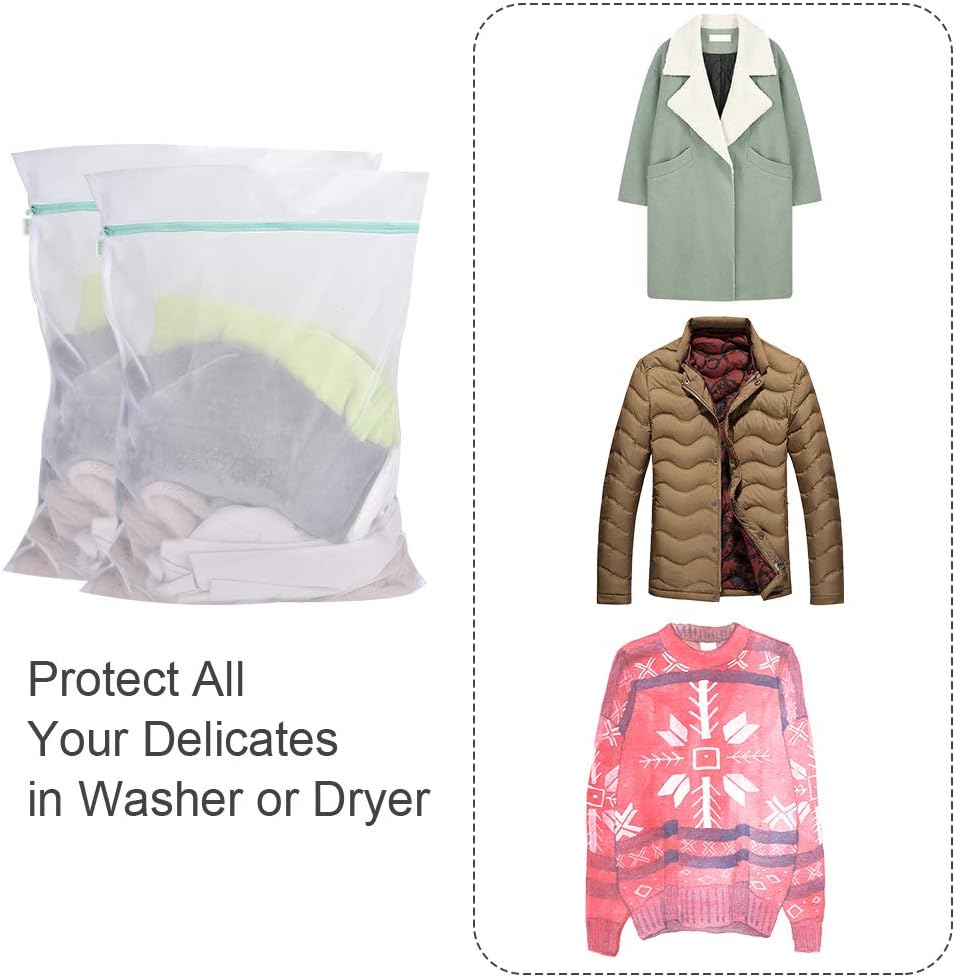 OTraki Mesh Laundry Bag for Delicates 2 Pack Garment Wash Bag 24 x 32 inch Zippered Large Washing Machine Bags for Sweater Dirty Clothes Washer Dryer Net Protector Travel College Dorm Organizer