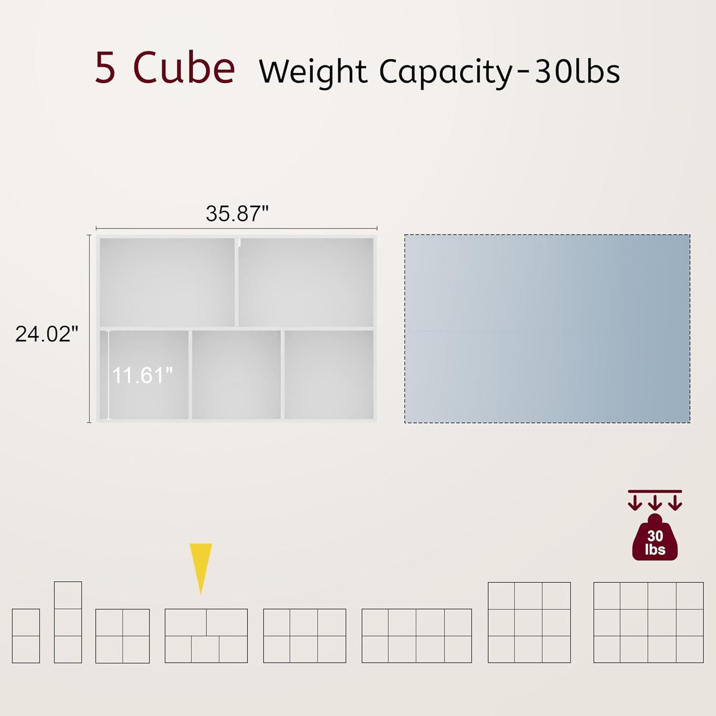 Book Shelf, Wooden Cube Storage Organizer with 11" Open Cubes, Stackable Bookcase for Room Divider Storage, Bookshelf for Living Room, Bedroom, Office (Indonesian Antique Oak, 5-Cube)