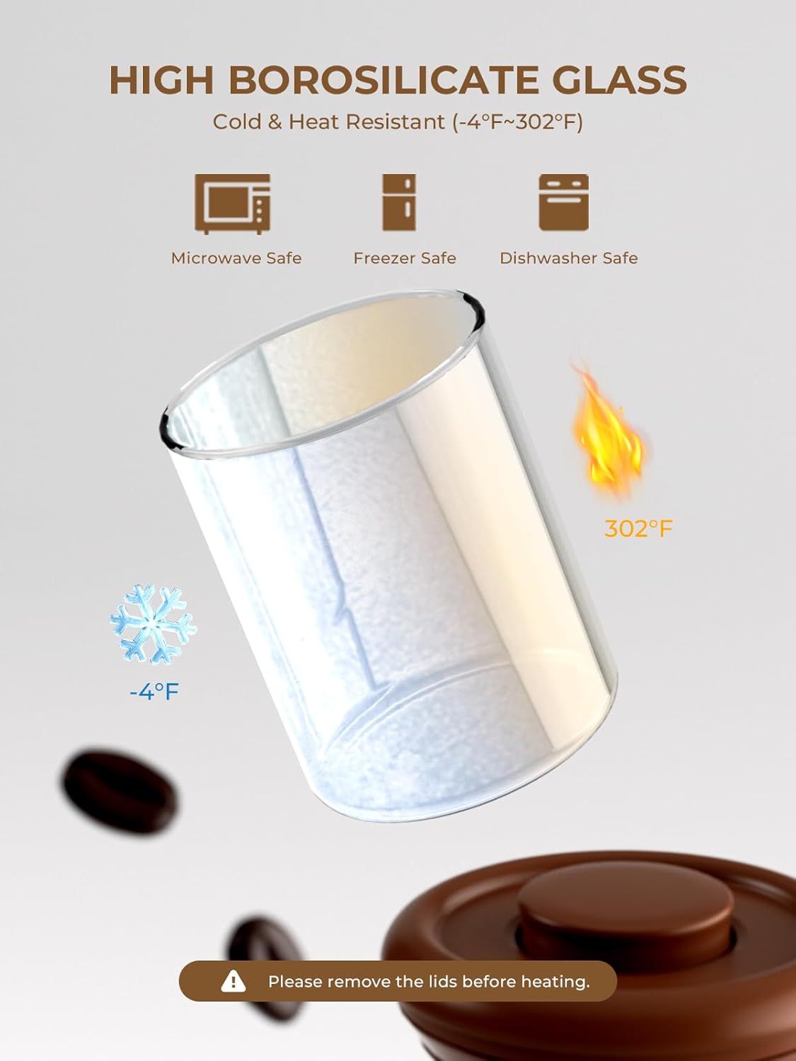 Glass Coffee Bean Jar – Pop Top Air Tight Coffee Bean Container with CO2 Valve, 10 oz Coffee Storage Airtight Canister, 0.63lb