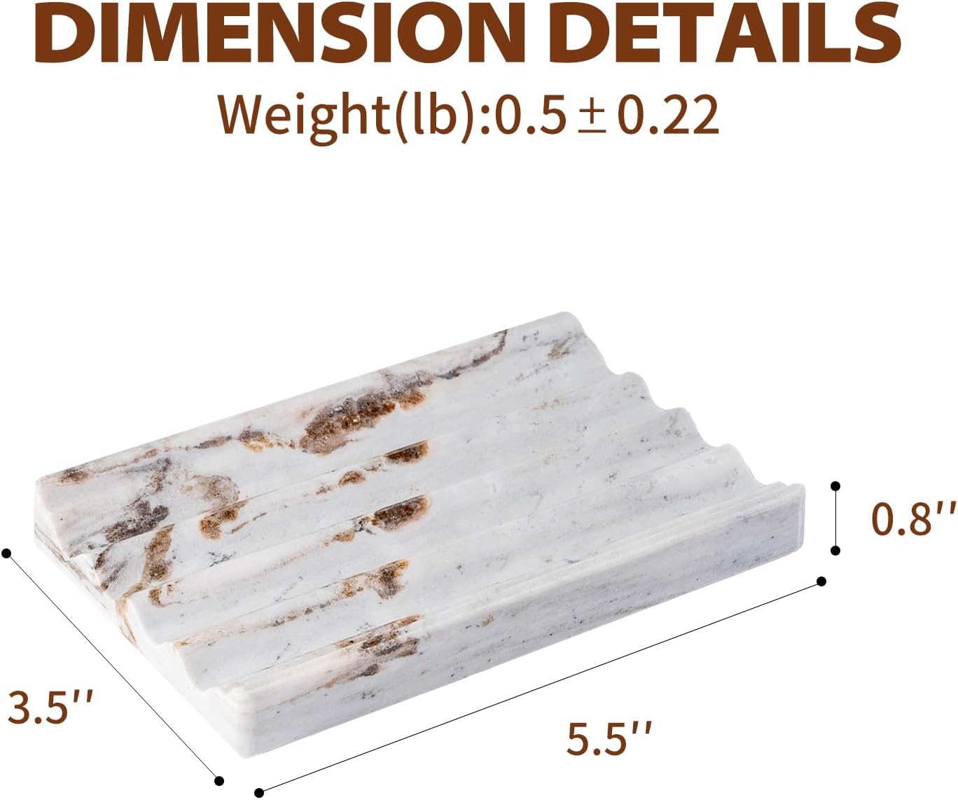 Soap Holder, Marble Soap Dish for Shower, Bar Soaps Holder with Water Ripple Design, Easy Cleaning Soaps Saver for Kitchen Sink，Bathroom, Executive Indian Natural Stone Soap Tray