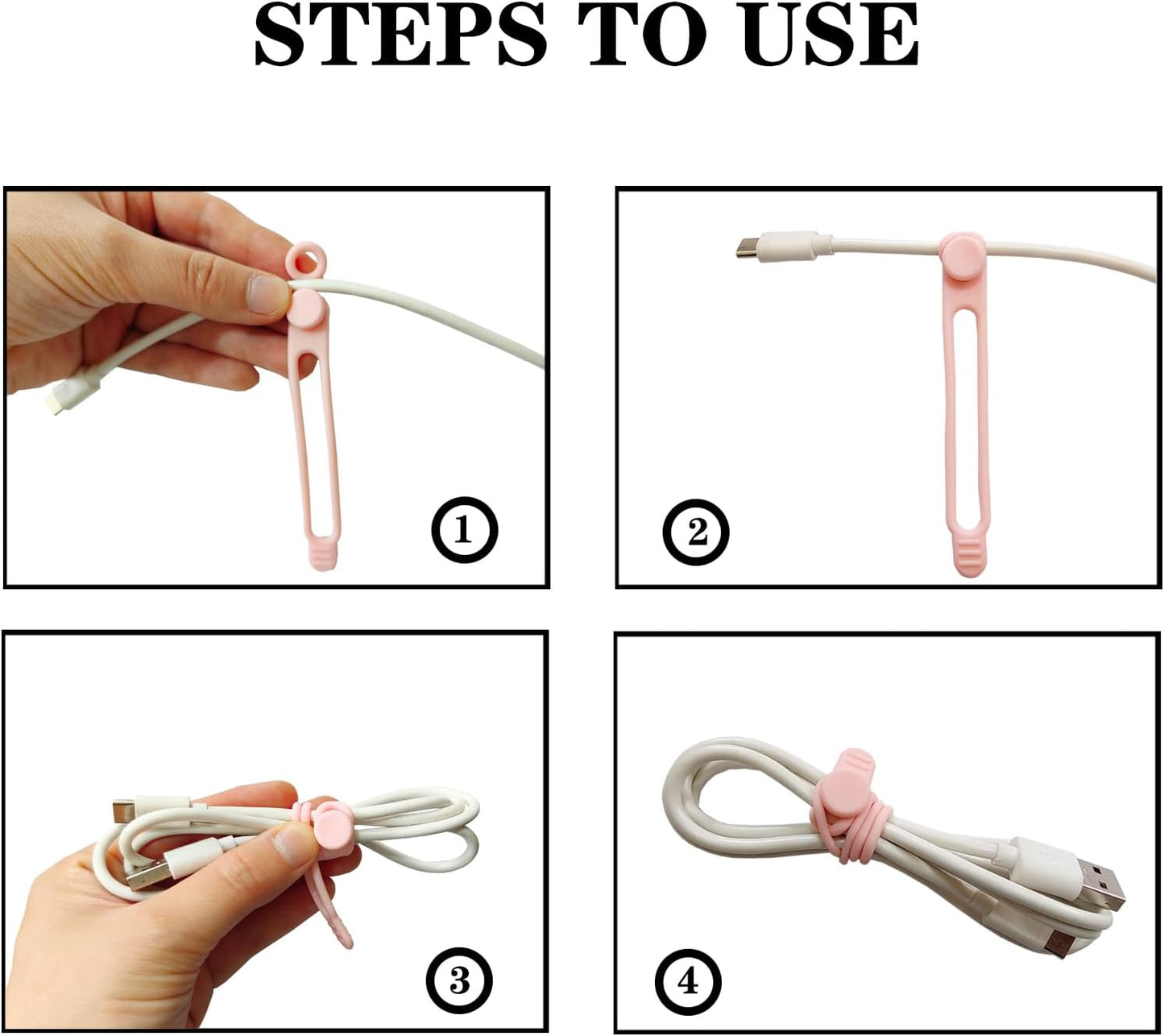 16Pcs Silicone Cable Ties Reusable, Silicone Cord Ties, Rubber Cable Ties,Silicone Cable Organizer for Bundling and Fastening Cable Cords Wires(16Pcs-[White Black], 4.2Inch)