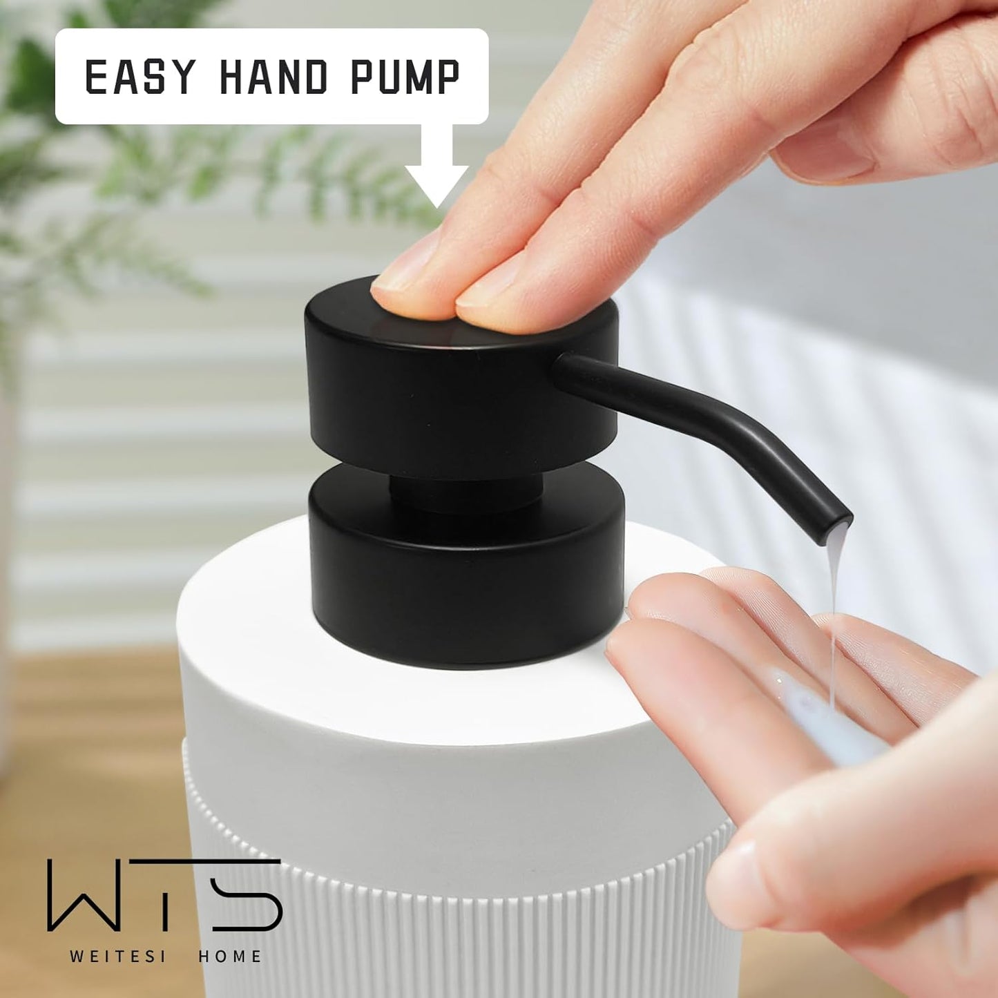 Resin Bathroom Accessories Set, 4 Pcs Modern Bathroom Accessory Set with Liquid Plastic Pump Lotion Soap Dispenser,2 Toothbrush Cup, Soap Dish Countertop Vanity Organizer(White)