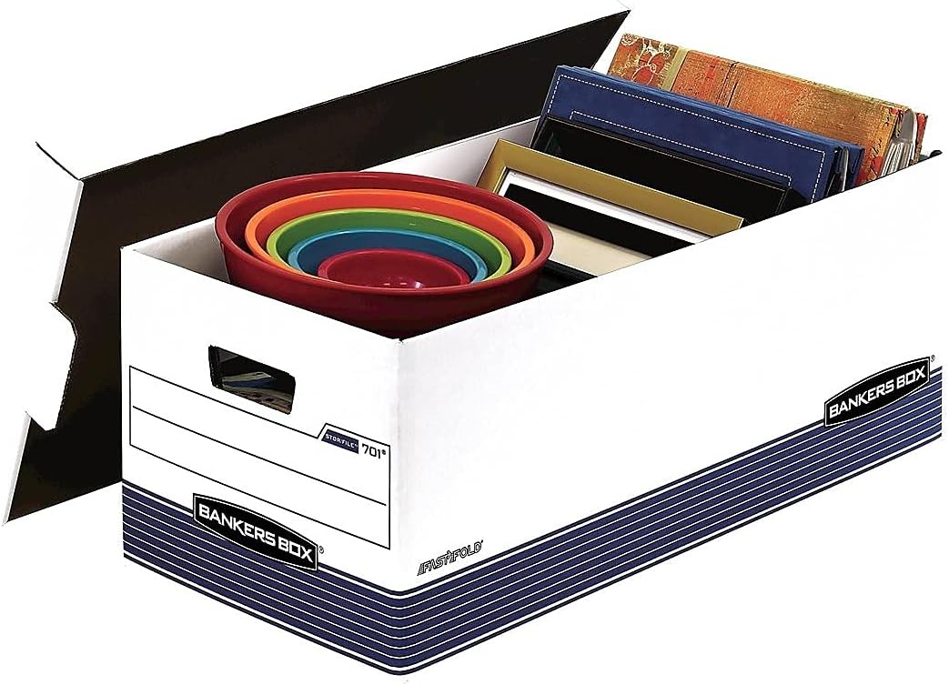 Bankers Box 12-Pack Medium Duty File Storage Boxes with Lids, FastFold Assembly, 24 Inch Letter, STOR/FILE, (00701)