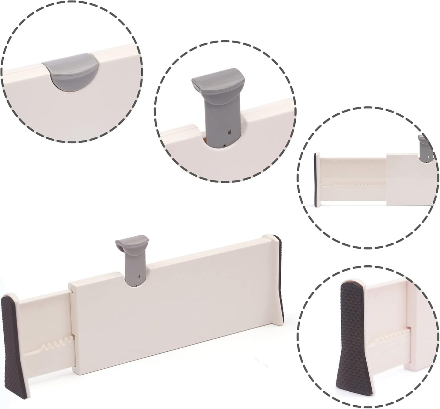 DIOMMELL 4 Pack Adjustable Dresser Drawer Dividers Organizers, Plastic Expandable Drawer Organization Separators for Kitchen, Bedroom, Closet, Bathroom and Office Drawers