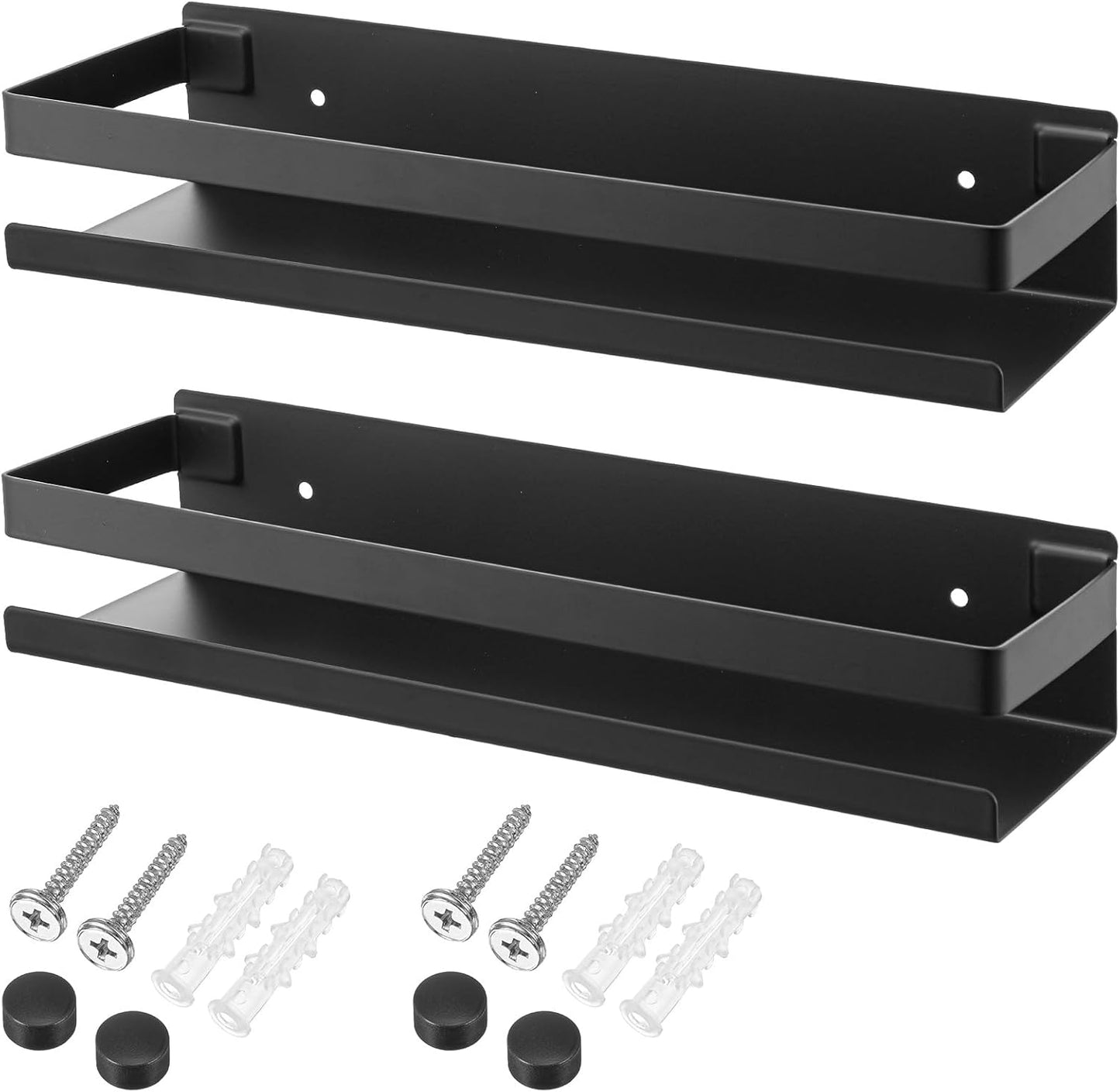 Yolev 2 Pieces Hanging Shower Head Caddy, Rustproof Bathroom Shower Shelf Organizer Wall Mounted Floating Stainless Steel Shelves Nail-Free Wall Mounted Spice Rack for Kitchen（11.81 Inch）