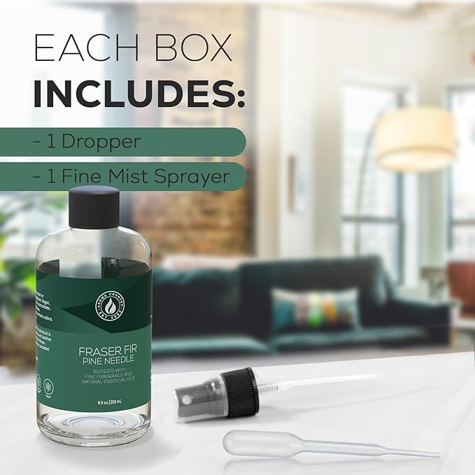 Aroma Country Fraser Fir Christmas Tree Diffuser Oil - Luxury Essential Oils for Diffuser Refill & Air Freshener Room Spray - Natural Home Fragrance, Pine Needle Scented Oil for Diffusers (8.5 Fl. oz)