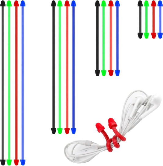 Silicone Twist Ties, Silicone Cable Ties, 16pcs Steel-Core Rubber Twist Tie, Cable Tie Straps Organizer, Reusable Twist Ties for Cords Wire. 3 6 12 and 18 inches