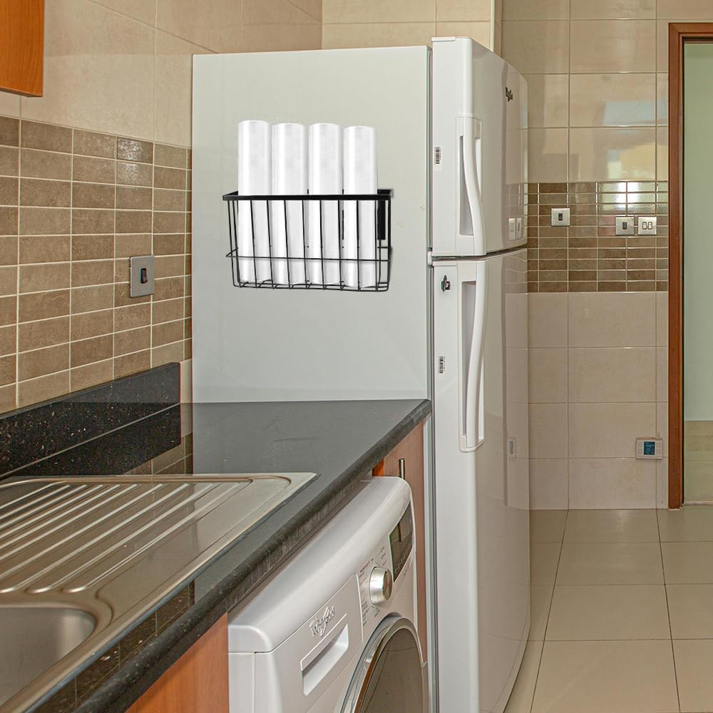 Picowe Large Dryer Ball Organizer Magnetic Storage Bin, Magnetic Basket Dryer Ball Holder for Laundry Room Organization and Storage to Hold 6 Dryer Balls, Without Balls ( Black, L )