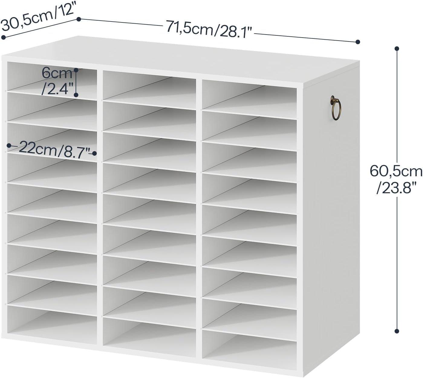 HOOBRO Literature Organizer, 27 Compartments Wooden Mail Organizer, Countertop Literature Sorter with Adjustable Shelves for Home, Office, School, Student Mailbox for Classroom, White WT27WF01