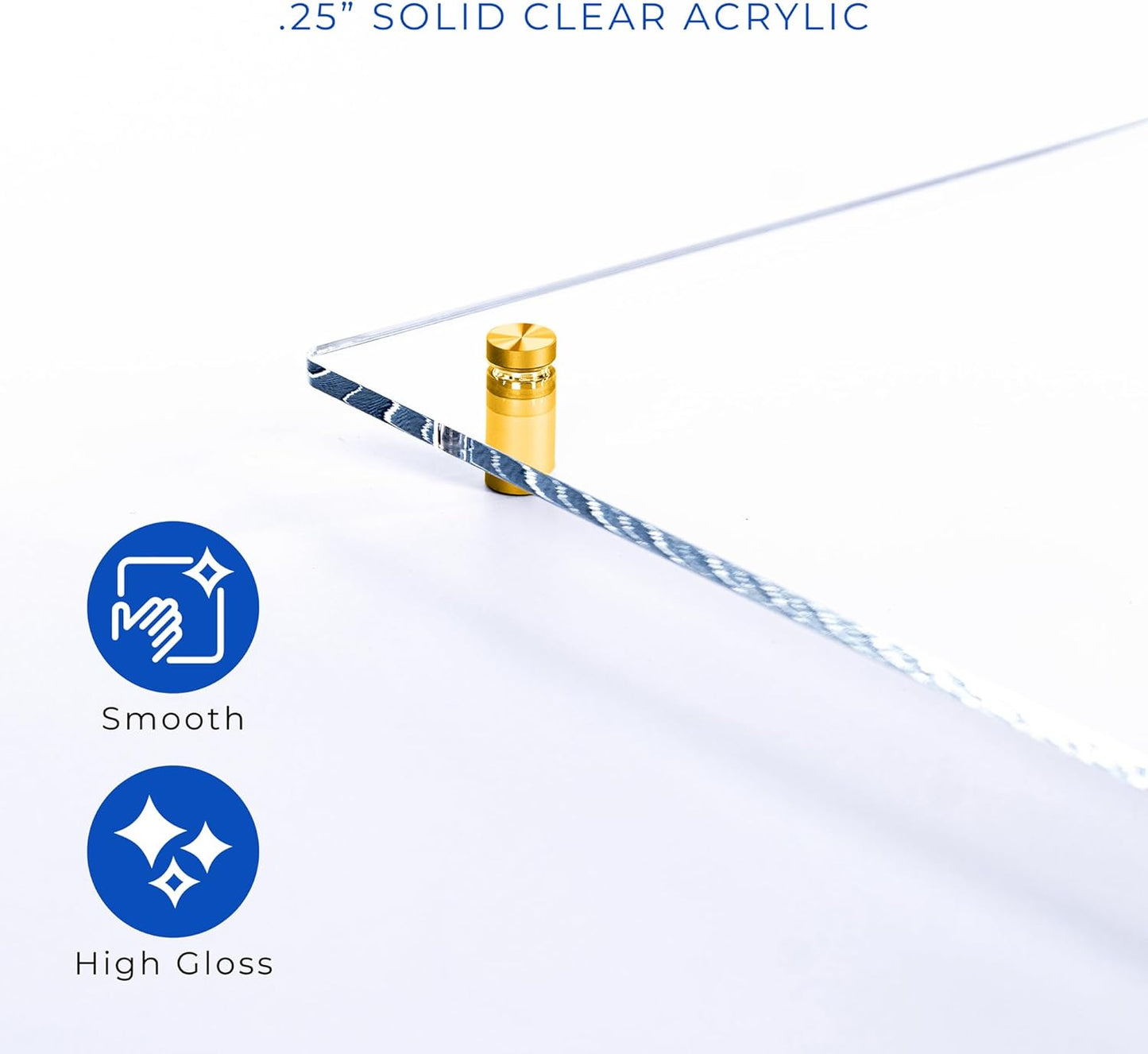 24x32 Dry Erase Board for Wall - with .25 Clear Acrylic and Gold Stand Off Finish - Perfect Whiteboard for Office, Home, Classroom - Durable and Stylish .25 Clear Acrylic Dry Erase Board