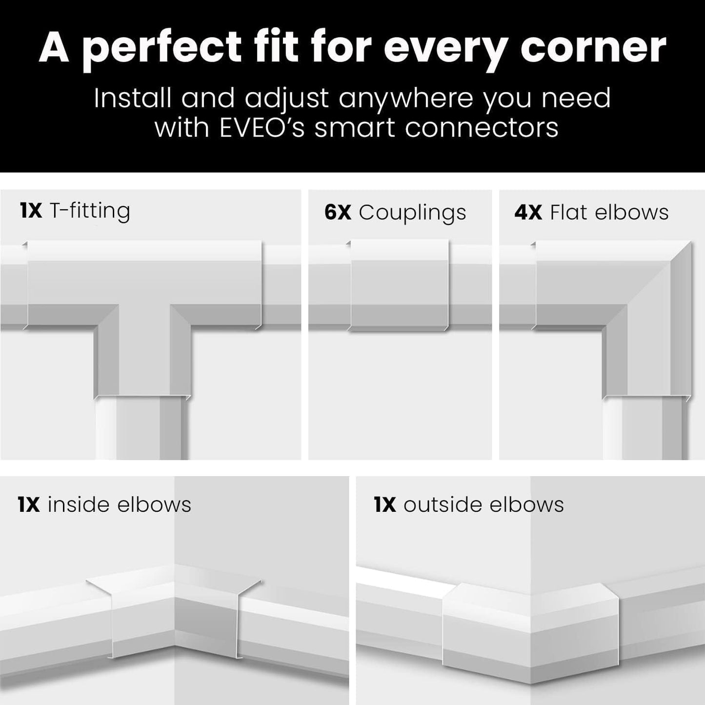 Cord Covers for Wires on Wall - 153in Cable Management Cable Hider - Cord Hiders for TV On Wall - Paintable Cable Concealer - Wire Covers for Cords - 9X (L17 x W0.95 x H0.5) - White