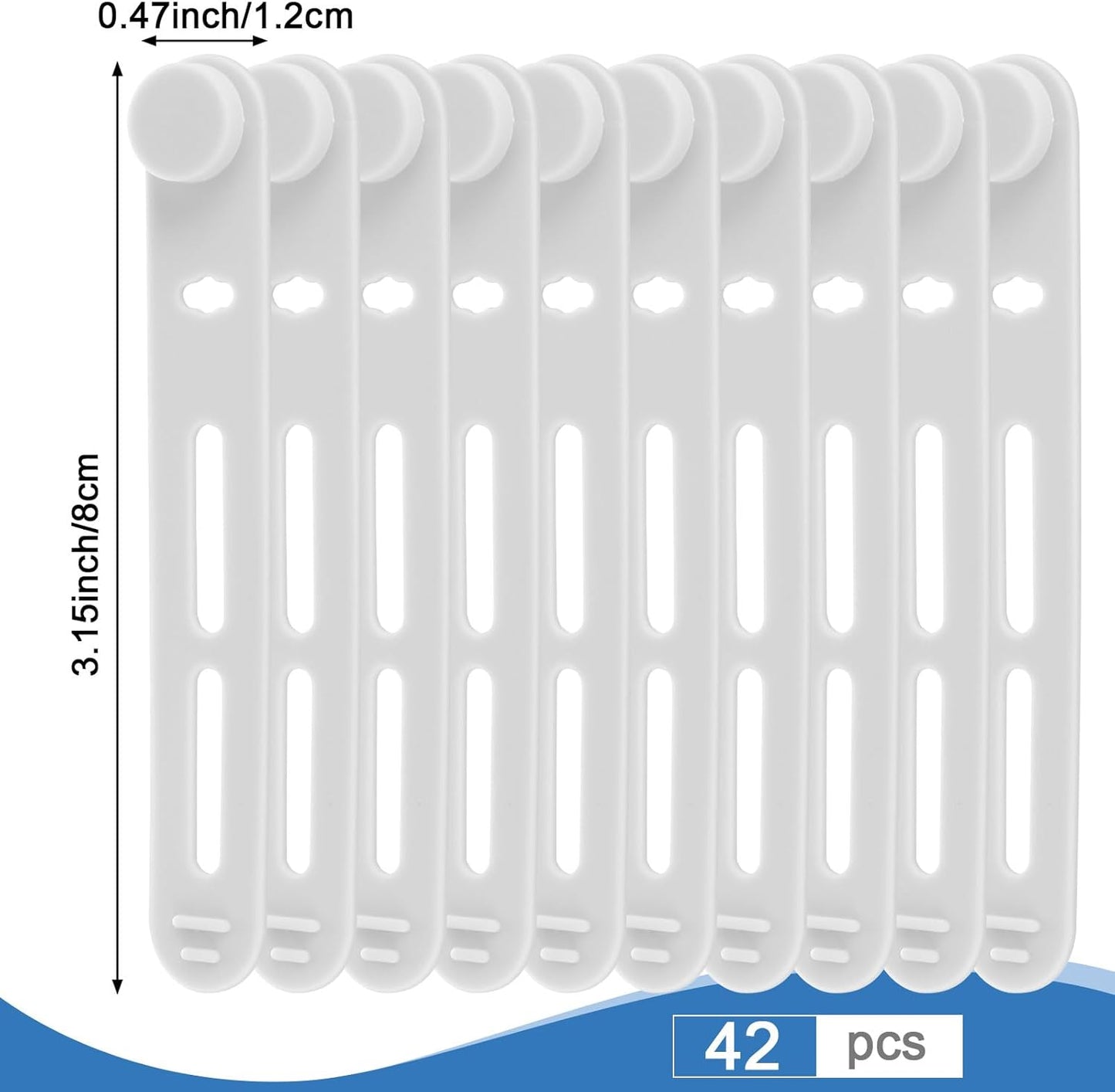 42 Pcs Silicone Cable Ties Reusable Cord Straps Multipurpose Elastic Cable Organizer for Bundling Fastening Earphone Phone Charger Home Office School, 3.15 Inch (White)