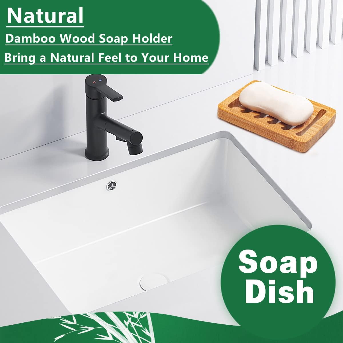 3 Pack Bamboo Wood Soap Dish Bar Soap Holder with Self Draining Tray Natural Waterfall Drain Soap Saver for Shower Bathroom Kitchen