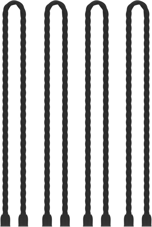 4PCS Silicone Cable Ties 24-Inch Reusable Twist Ties Steel-Core Cable Tie Straps Organizer All Purpose Bendable Cord Tie for Indoor Outdoor Bundling Holding Securing and Wrapping Cables (Black)