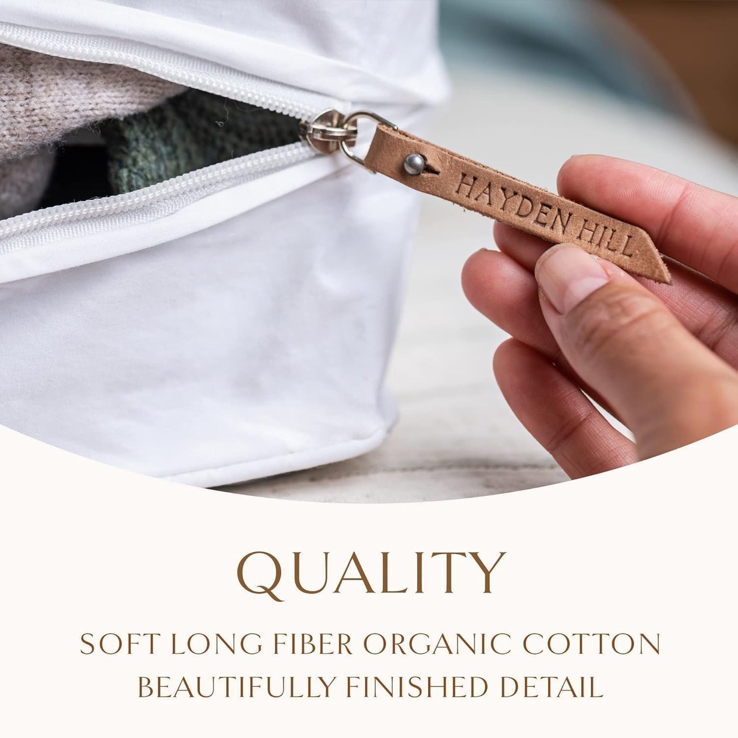 Hayden Hill Luxury Organic Cotton Sweater Storage Bag - Fits 4 Fine Knits - 15 Inch - Breathable Clothes Storage For Cashmere - Clothing Storage and Organizer For Closet - Certified Carbon Neutral