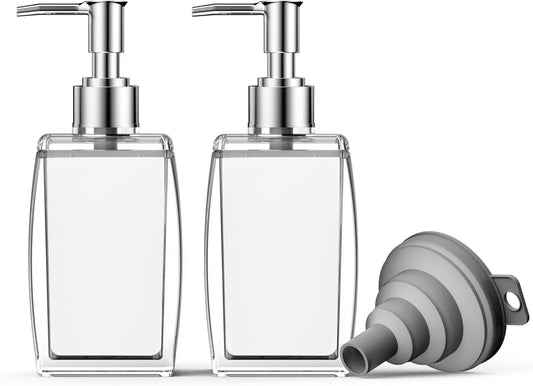 White Soap Dispenser with Refillable Plastic Pump for Bathroom Sink or Kitchen Counter, Ideal for Hand Soap, Liquid Soap, Dish Soap, or Lotion Use