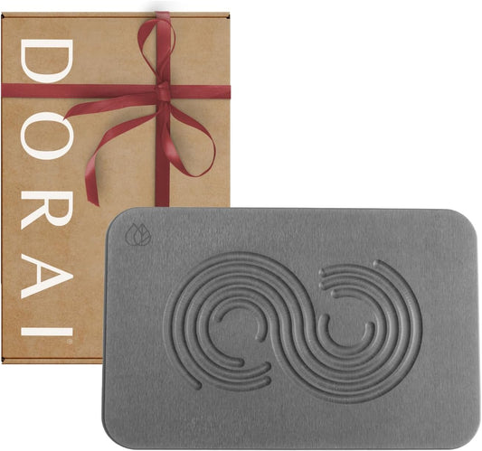 Dorai Home Bath Stone Mat 23.6"x15.4" – Quick-Dry, Non-Slip Diatomite Stone Bath Mat for Bathroom, Zen Slate