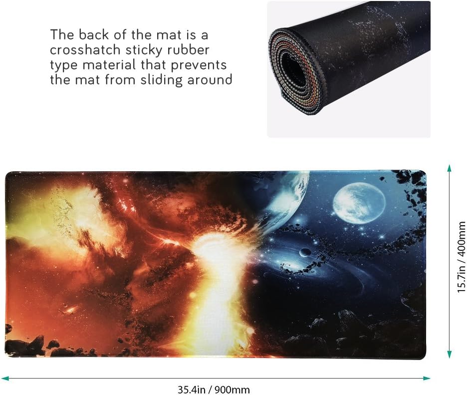 XXL Professional Large Mouse Pad & Computer Game Mouse Mat (35.4x15.7x0.1IN, 90x40 fireball007)