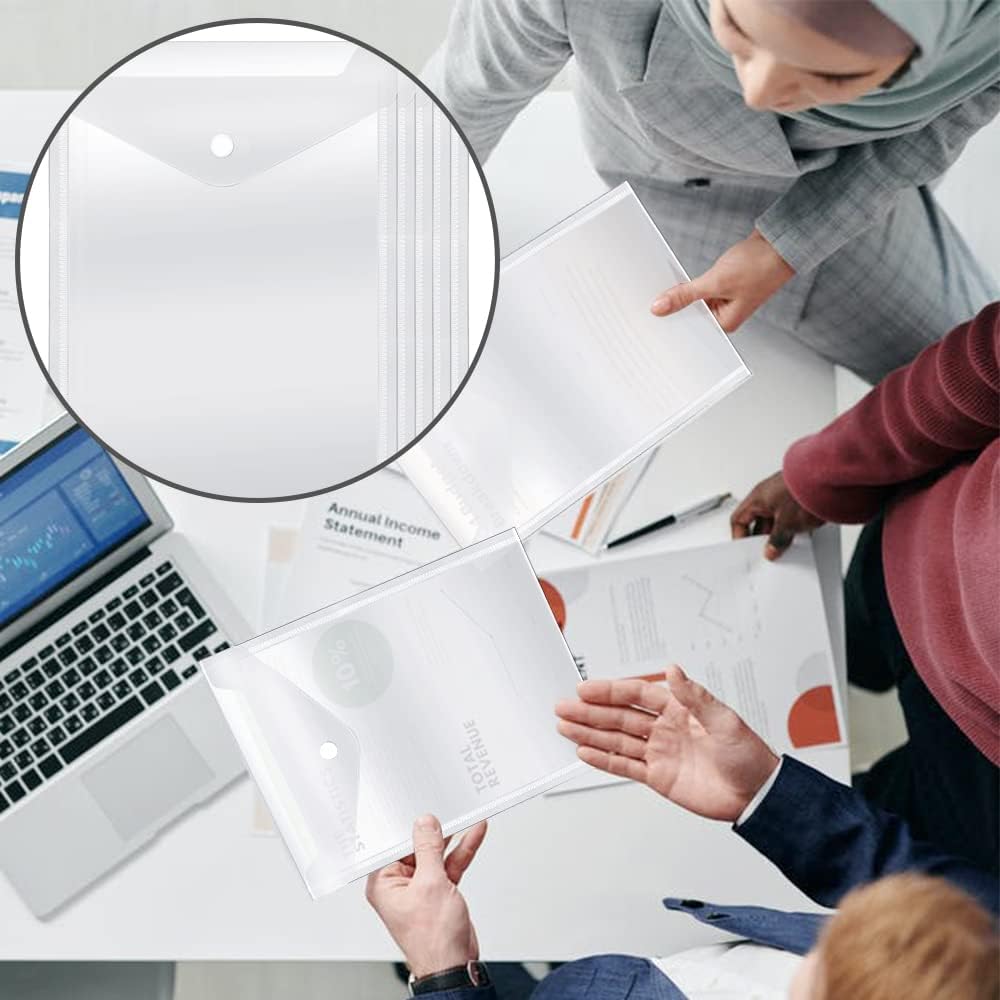 Vmiapxo 40 Pack Stamp and Die Storage Pockets, Reusable Small Plastic Envelopes Waterproof Sticker Organizer Receipt Holder Photo Storage Folders (7" x 9.4")