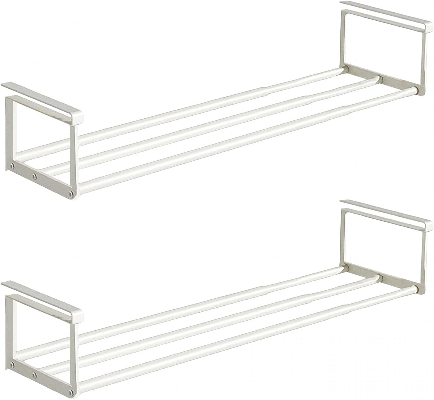 Expandable Shoe Rack Organizer - Adjustable Shoe Rack & Under Cabinet Shelf - for Shoe or Clothing Storage and Organization, Under Shelf Storage (White,2 Pcs)