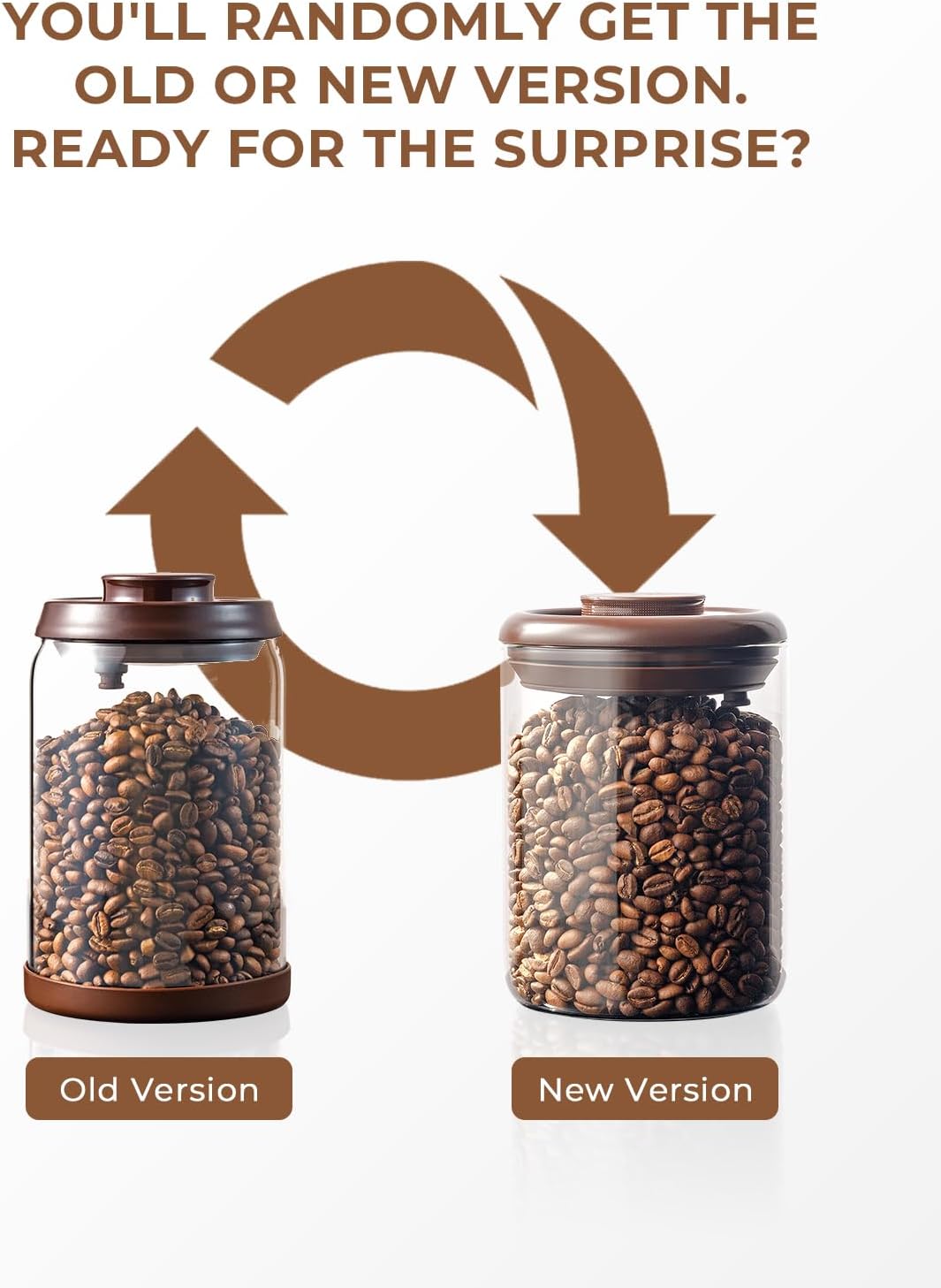 Glass Coffee Bean Jar – Pop Top Air Tight Coffee Bean Container with CO2 Valve, 10 oz Coffee Storage Airtight Canister, 0.63lb