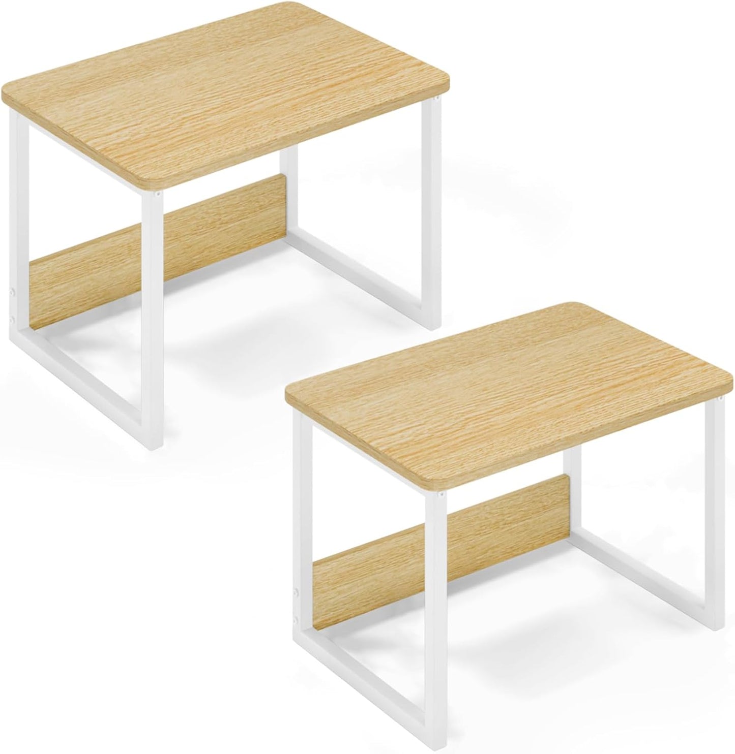 MARTY Desktop Printer Stand 2 Pack Printer Stand with Storage for Desk, Shelf Organzier for Home/Office Printer Riser Under Desk Small Table for Printer Fax Machine Scanner(Maple)