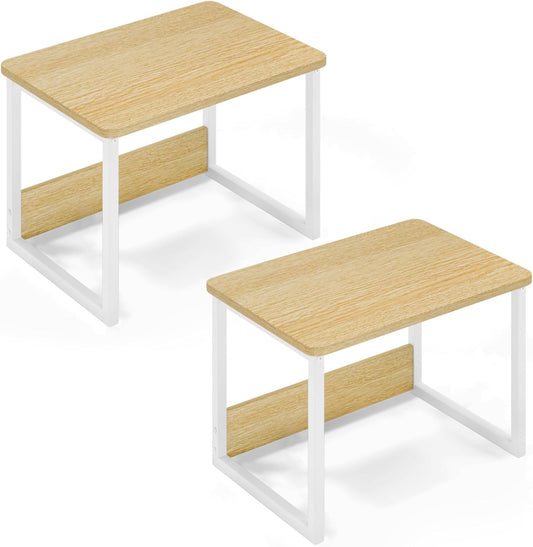 MARTY Desktop Printer Stand 2 Pack Printer Stand with Storage for Desk, Shelf Organzier for Home/Office Printer Riser Under Desk Small Table for Printer Fax Machine Scanner(Maple)