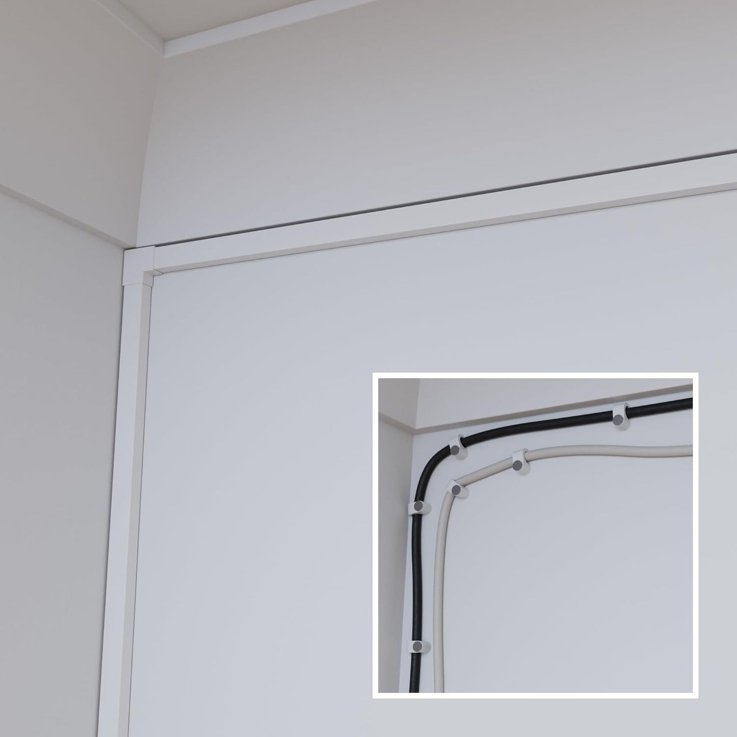 D-Line 6.56ft Cable Raceway, Self Adhesive Cord Cover, Hide Surface Wires, Paintable - 2X 0.63in (W) x 0.63in (H) x 39in Lengths - White