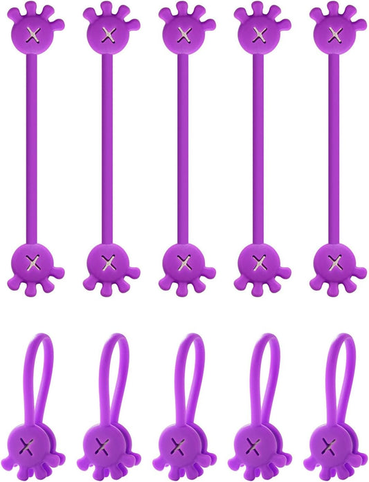 10Pcs Cable Ties Clips Cord Organiser Clip Reusable Silicone Organisers Bookmarks Fridge Magnet