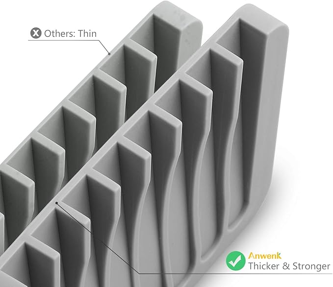 Anwenk 3-Pack Soap Holder for Shower Waterfall Drainer - Flexible Silicone for Shower/Bathroom/Kitchen/Counter Top, Keeps Soap Bars Dry & Clean - Easy to Clean - Grey