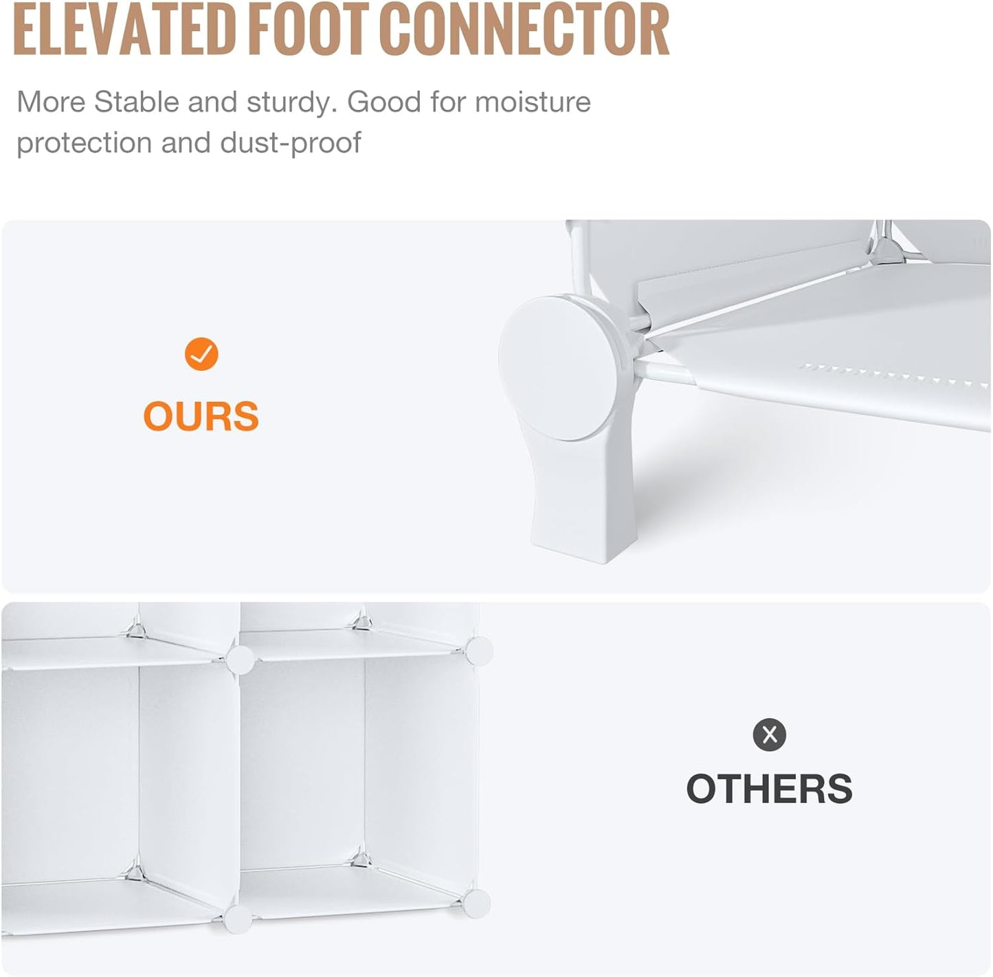 Neprock 16 Cubby Storage Organizer, Closet Clothes Storage Organizer, Cube Shelves Closet Organizers and Storage Shelves for Clothing Storage with Hammer, Bookshelf for Kids (White)